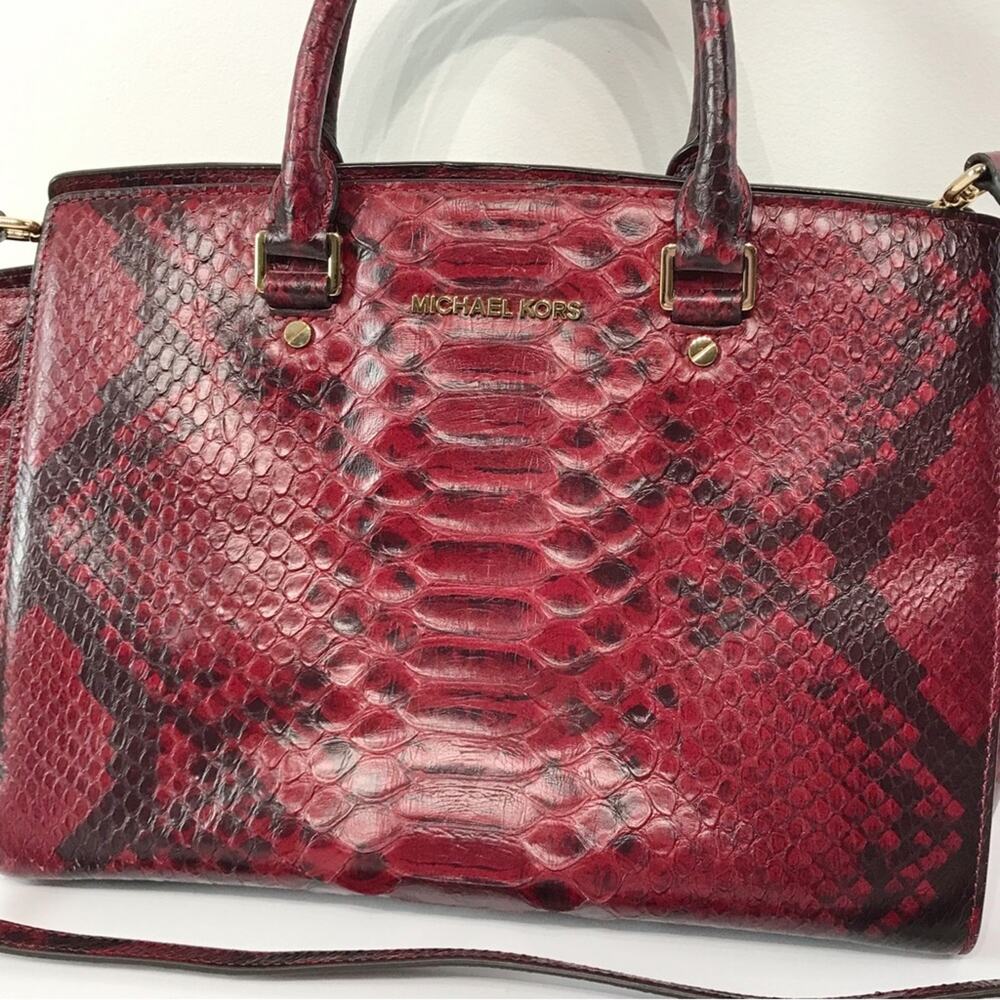 Michael Michael Kors Red Python Embossed Leather … - image 3